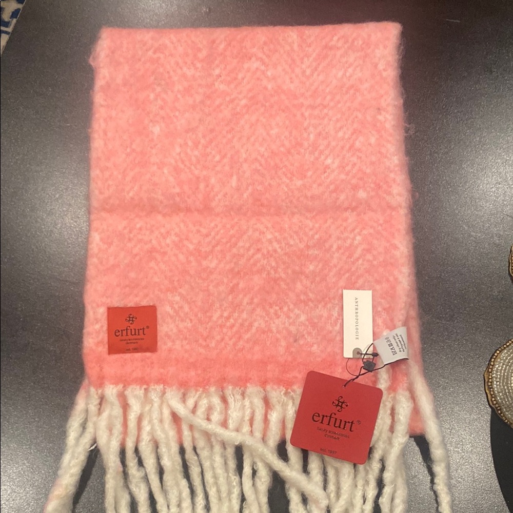 Anthropologie Pink Fringe Scarf